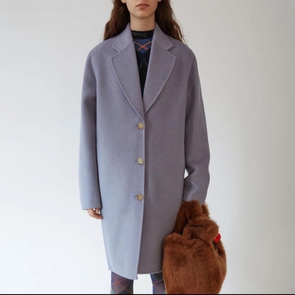 Acne Studios landi lilac wool coat